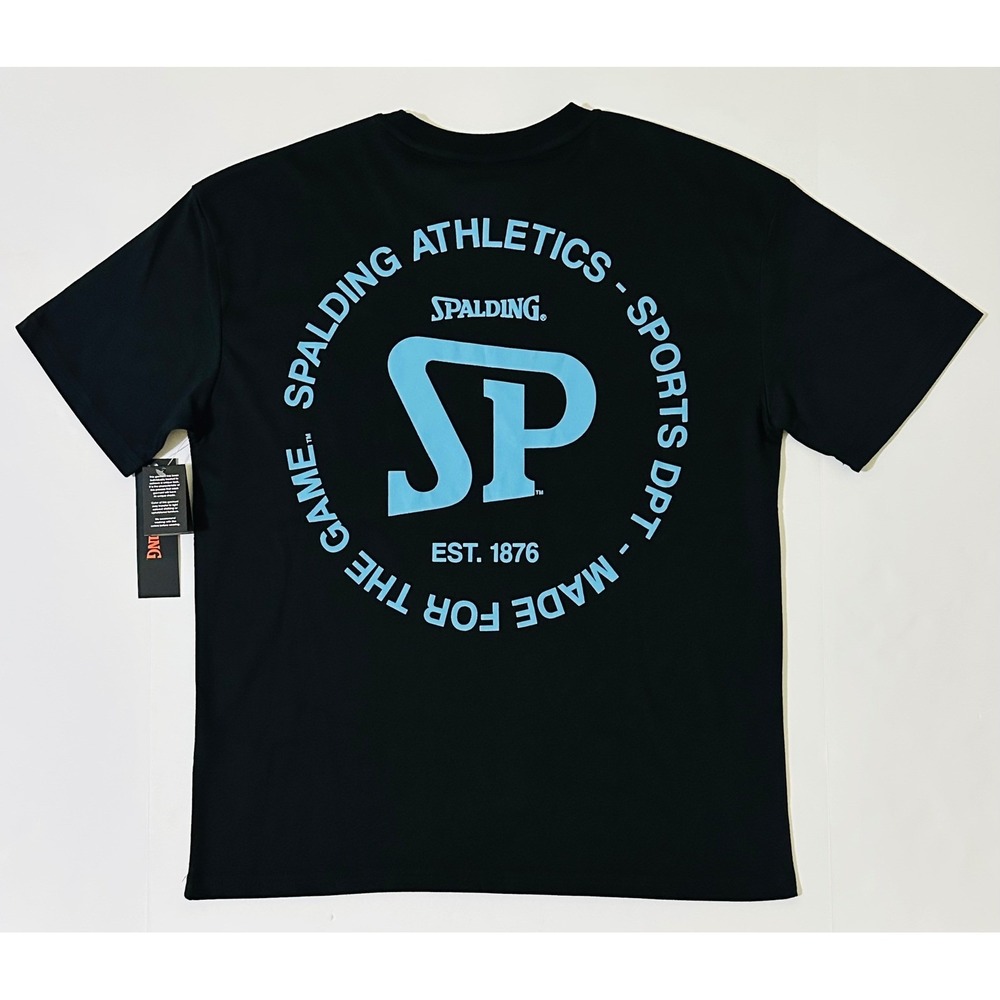 Spalding Athletics Mens Medium Black Graphic T-Shirt Sports Dpt Est 1876 Retro